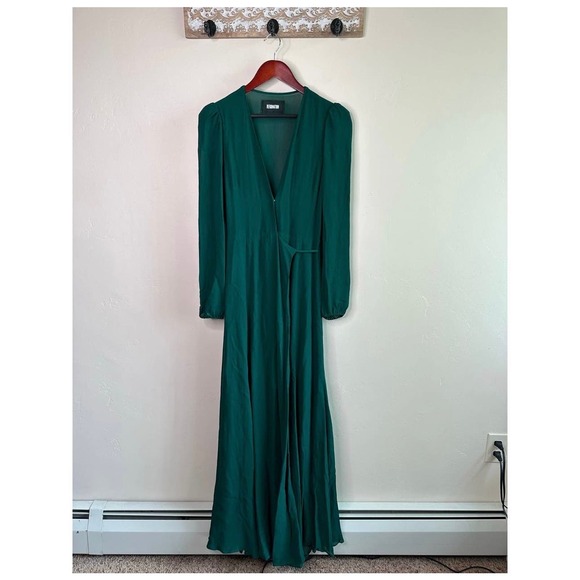 Reformation Milan Carnation Emerald Green Maxi Wrap Dress - Picture 2 of 10